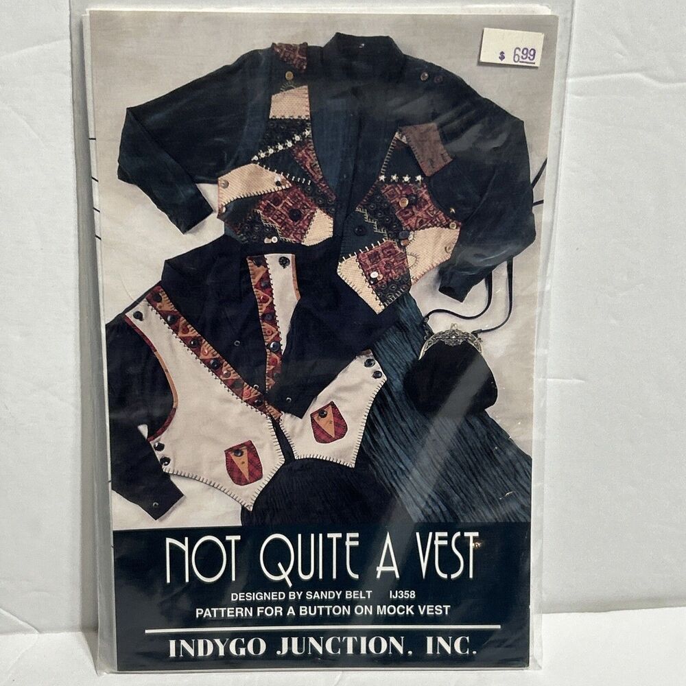 Not Quite a Vest Button On Mock Vest Indygo Junction NEW Vintage Sewing Pattern